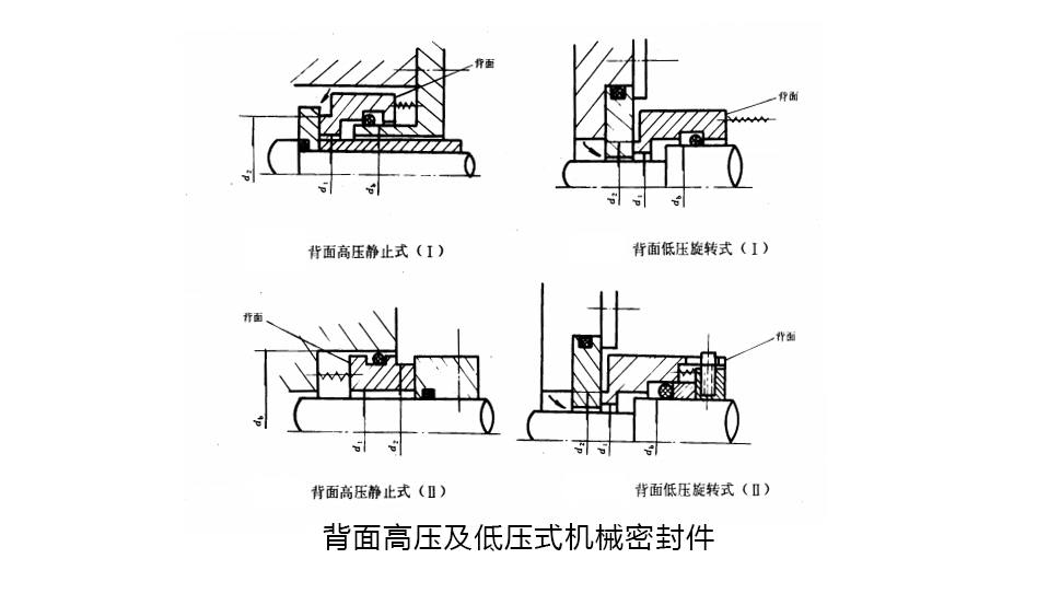 背面低壓式機(jī)械密封件及油封結(jié)構(gòu)圖